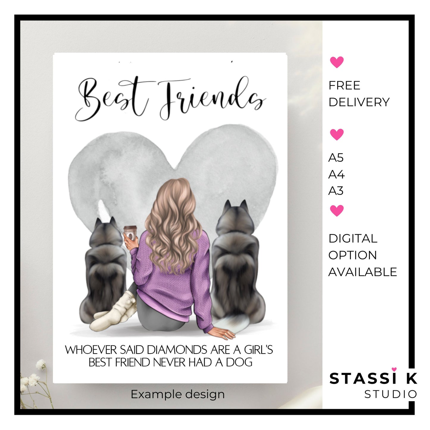 Personalised girl and her dog gift