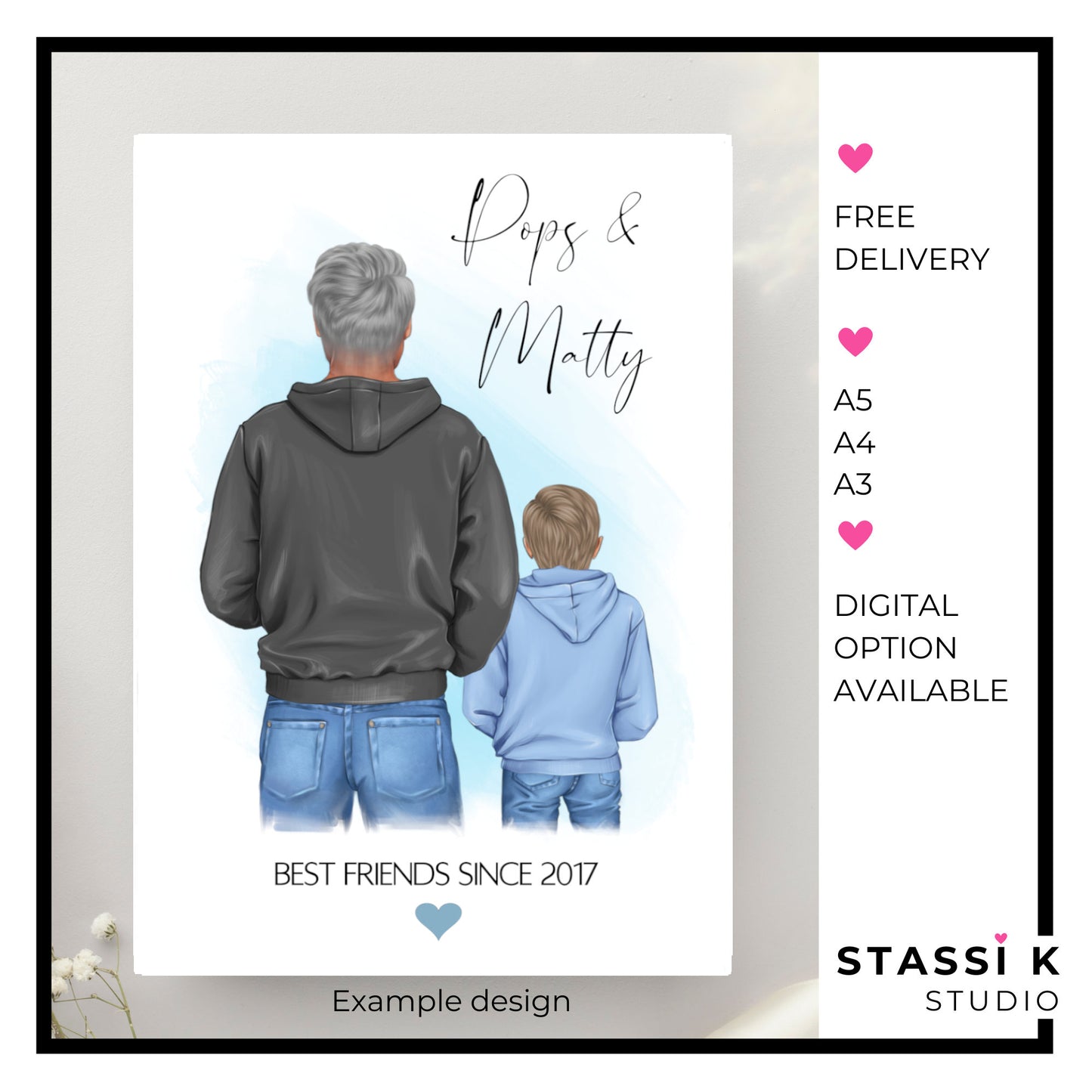 Personalised Grandfather and Grandchild Print