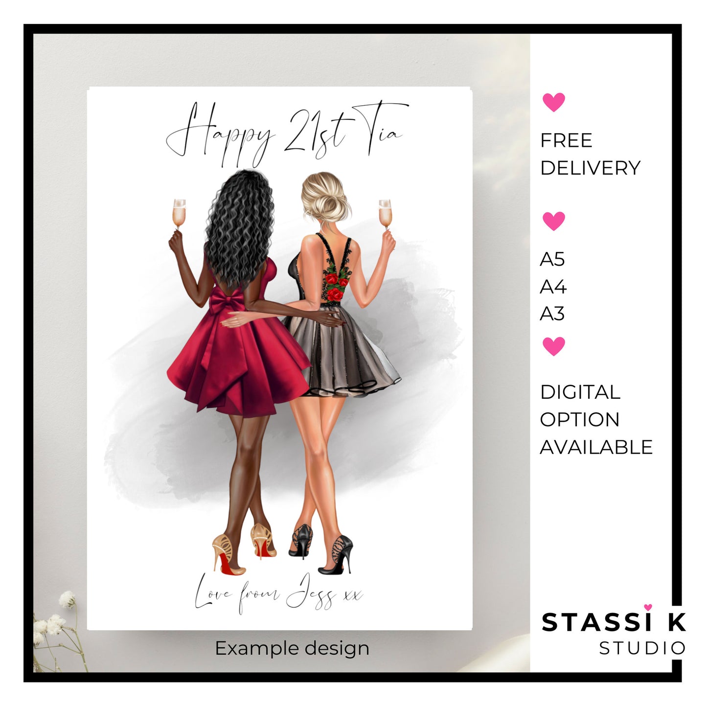 Personalised best friends girl group print