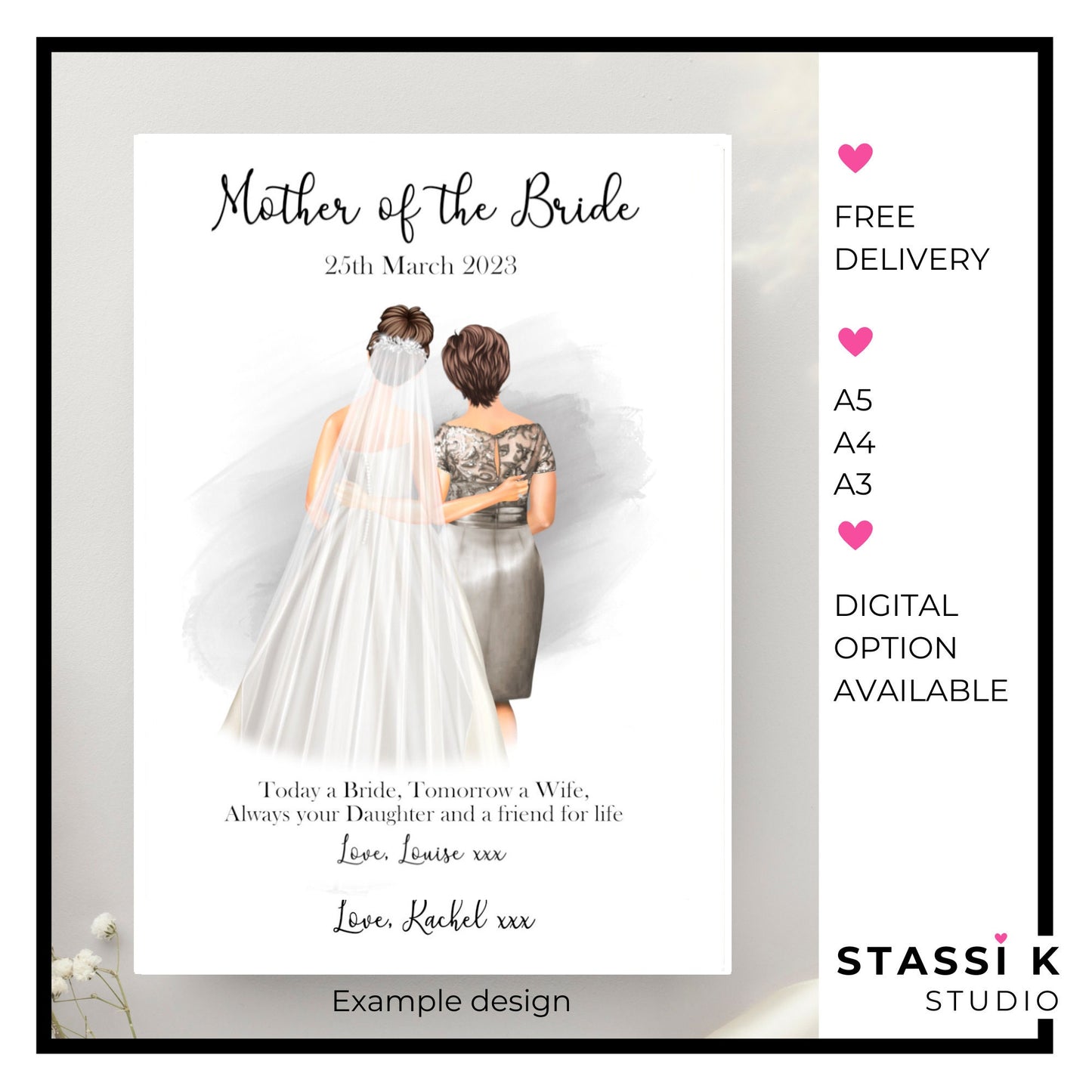 Custom Mother of the Bride Gift Illustration Print