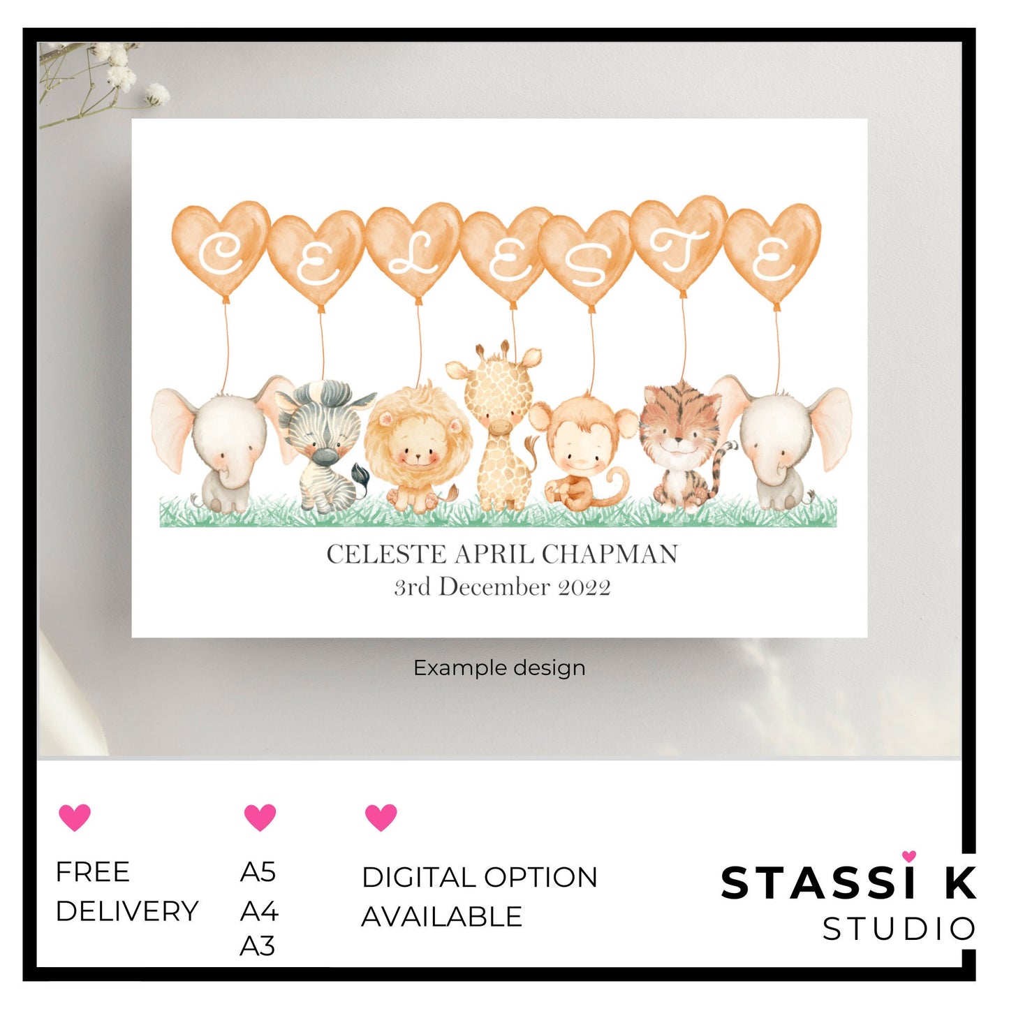 Baby name illustration gift
