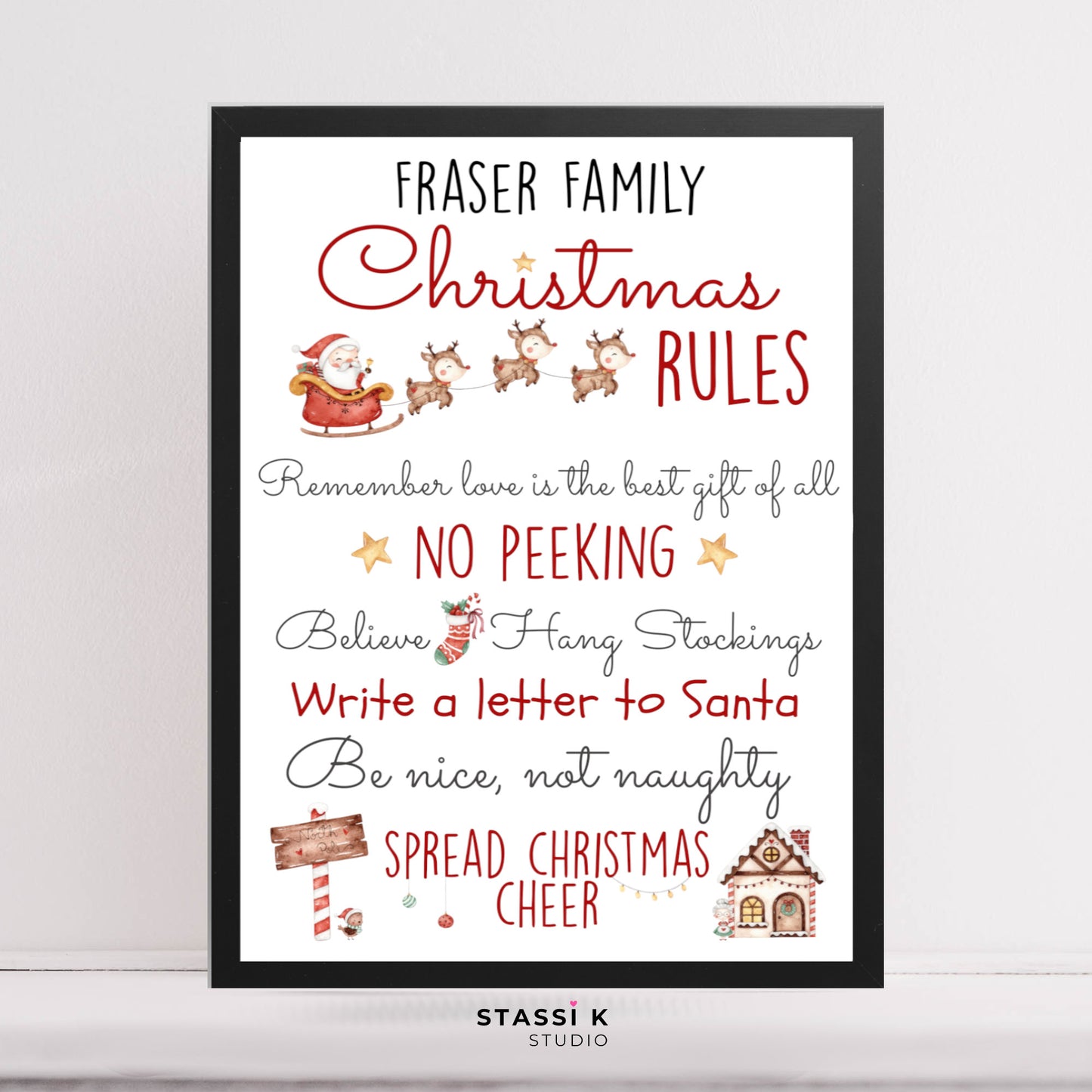 Personalised Christmas Family Rules Print