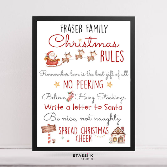 Personalised Christmas Family Rules Print