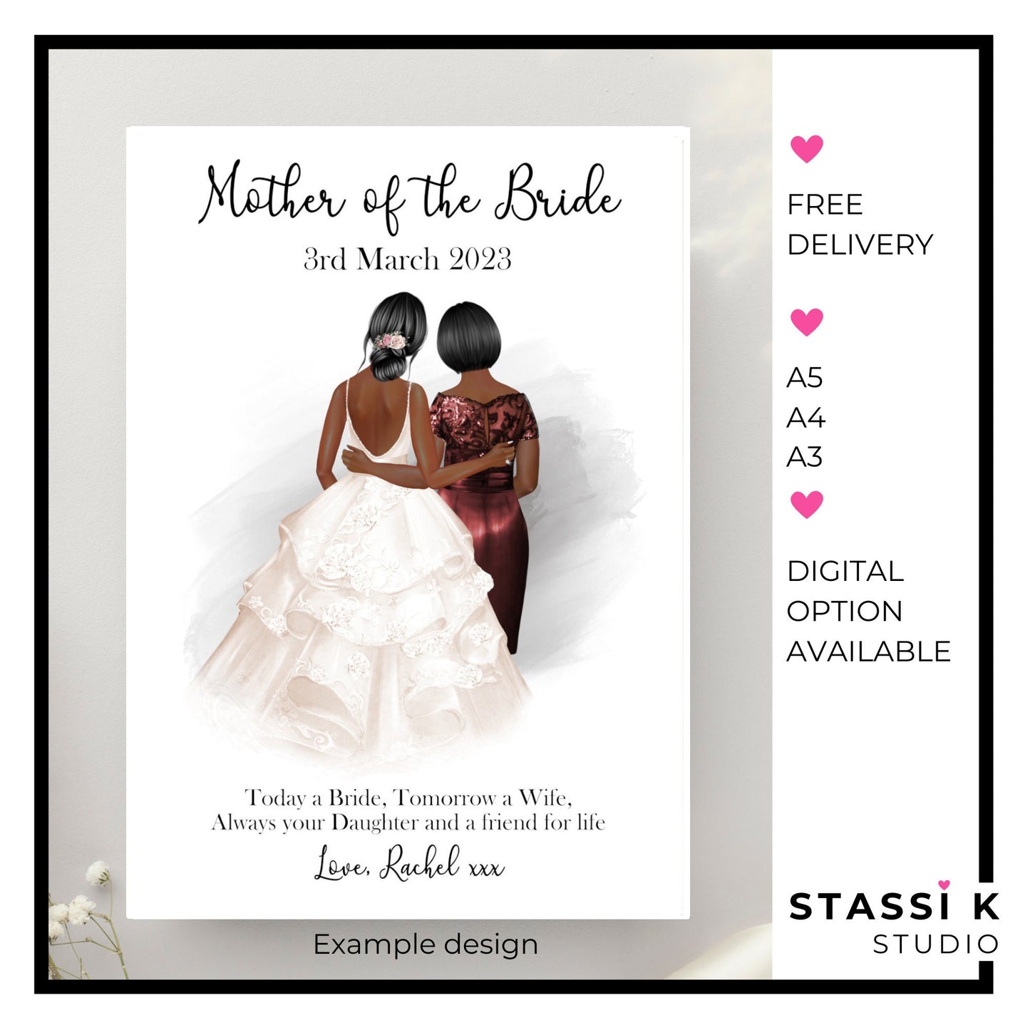 Custom Mother of the Bride Gift Illustration Print