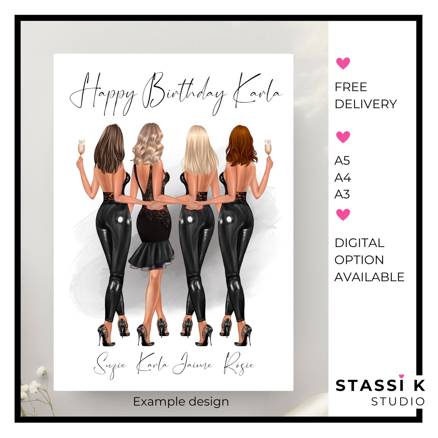 Personalised best friends girl group print