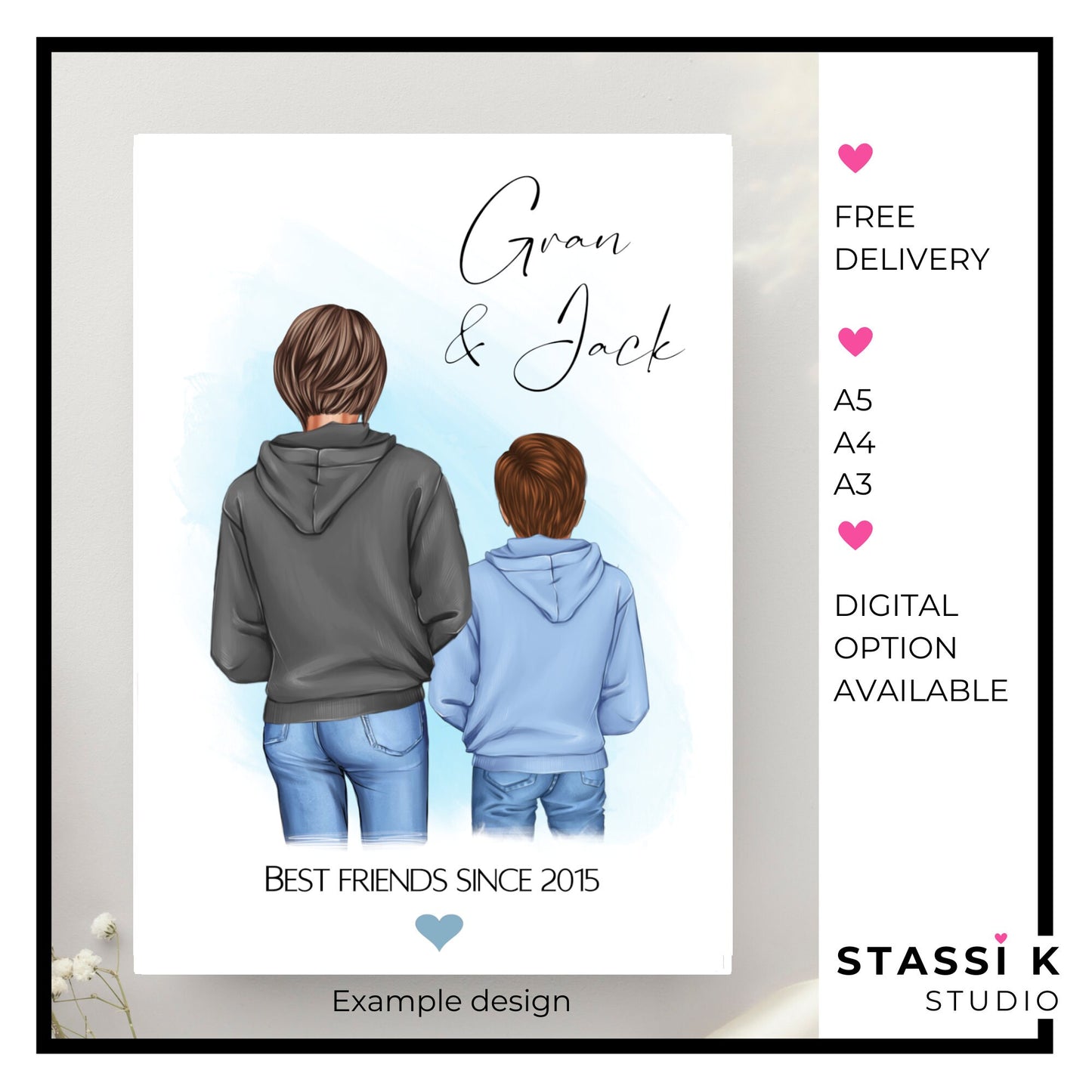 Personalised Grandmother and Grandchild Print