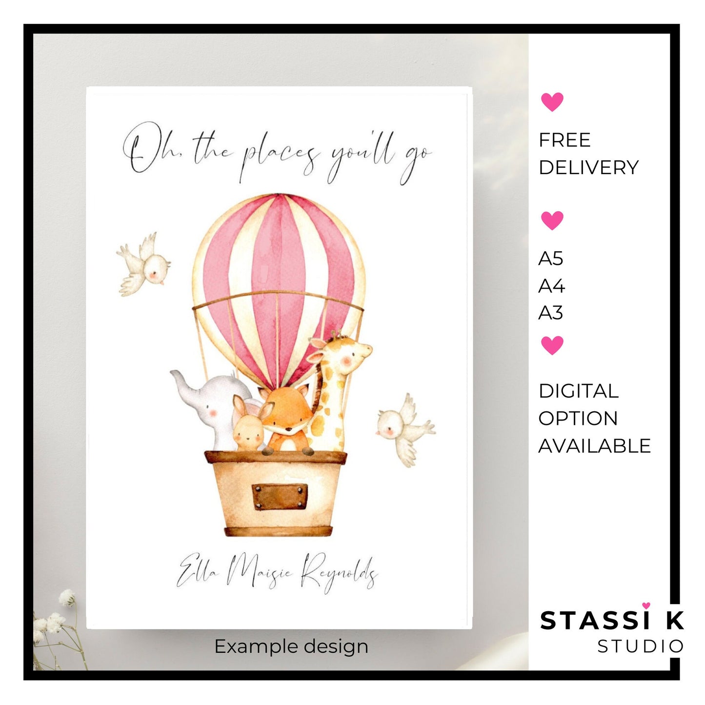 'Oh the places you'll go' personalised print