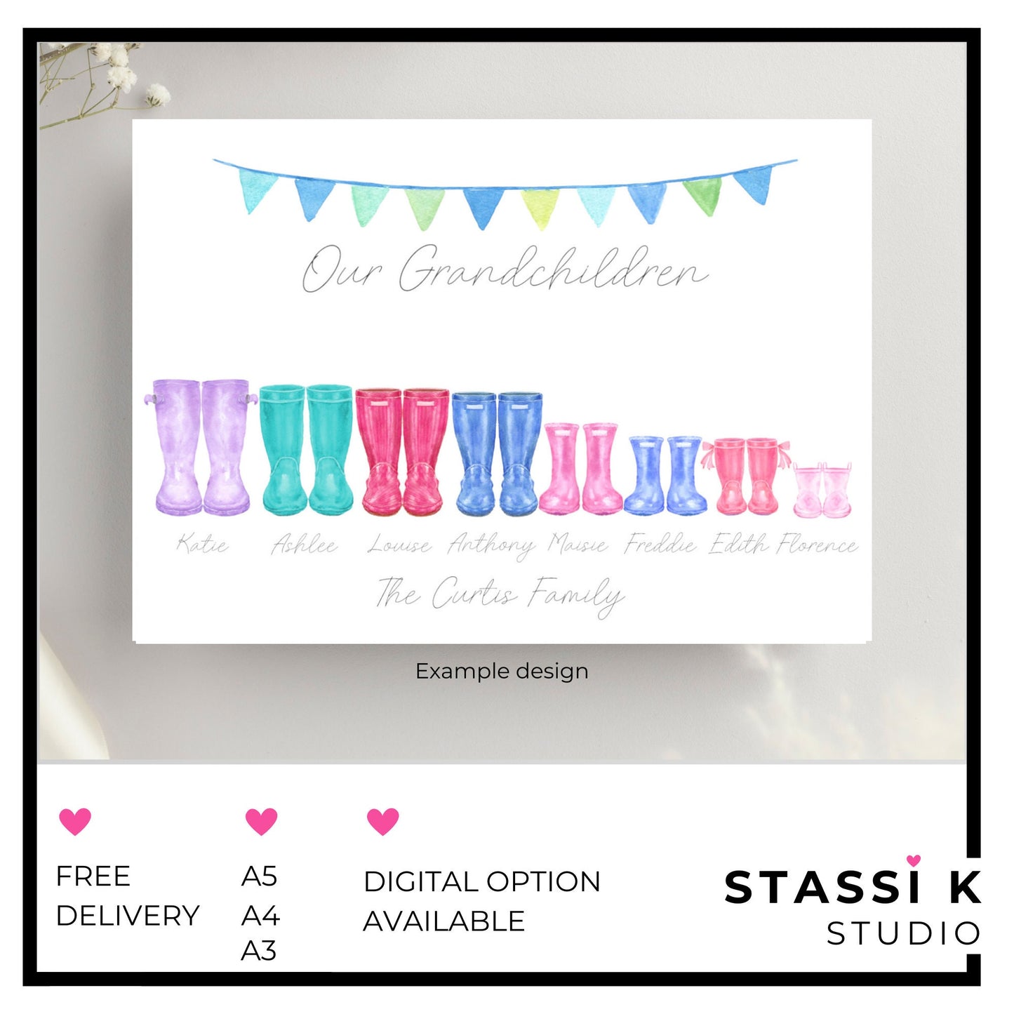 Personalised Grandchildren Welly Boot Print