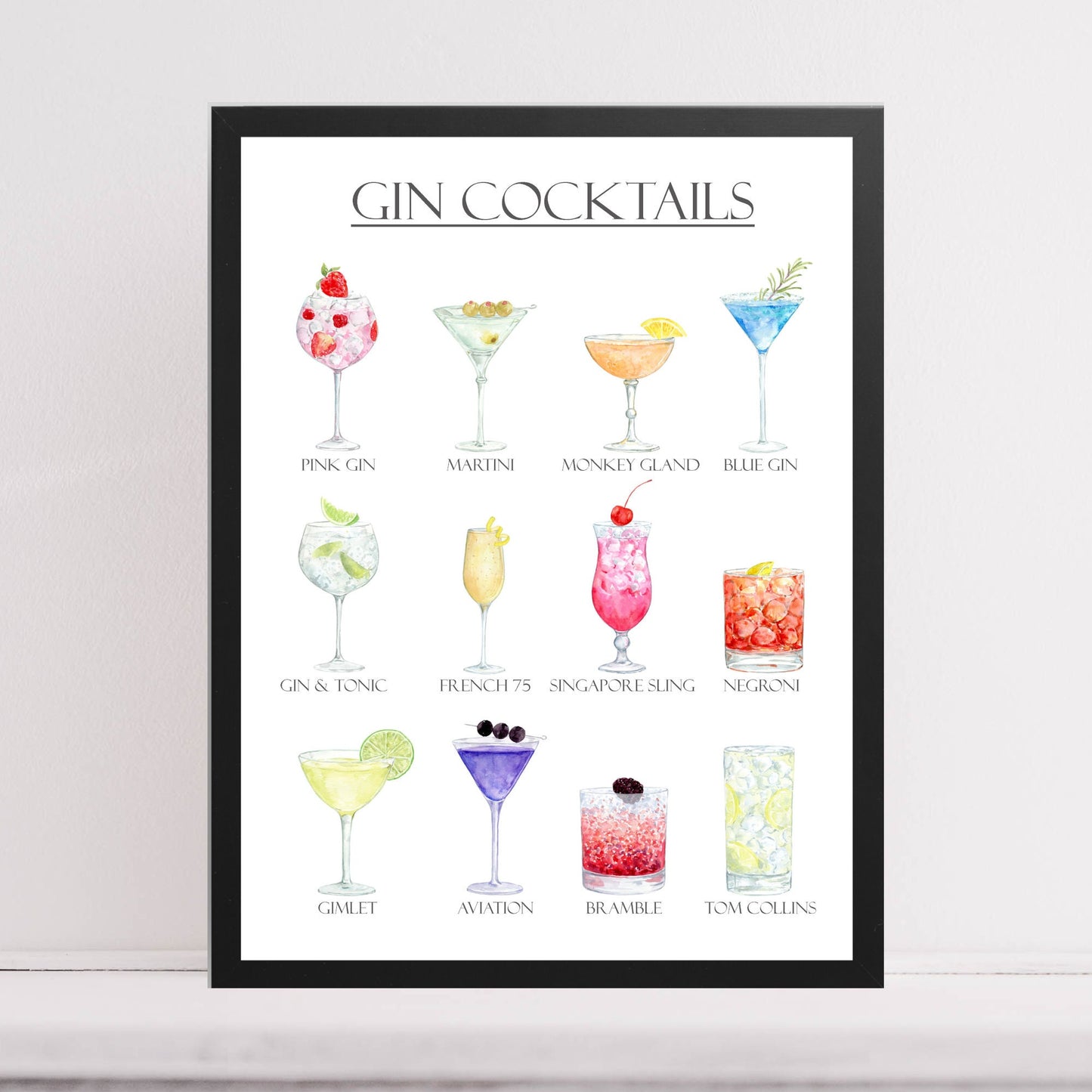 Cocktails menu kitchen print