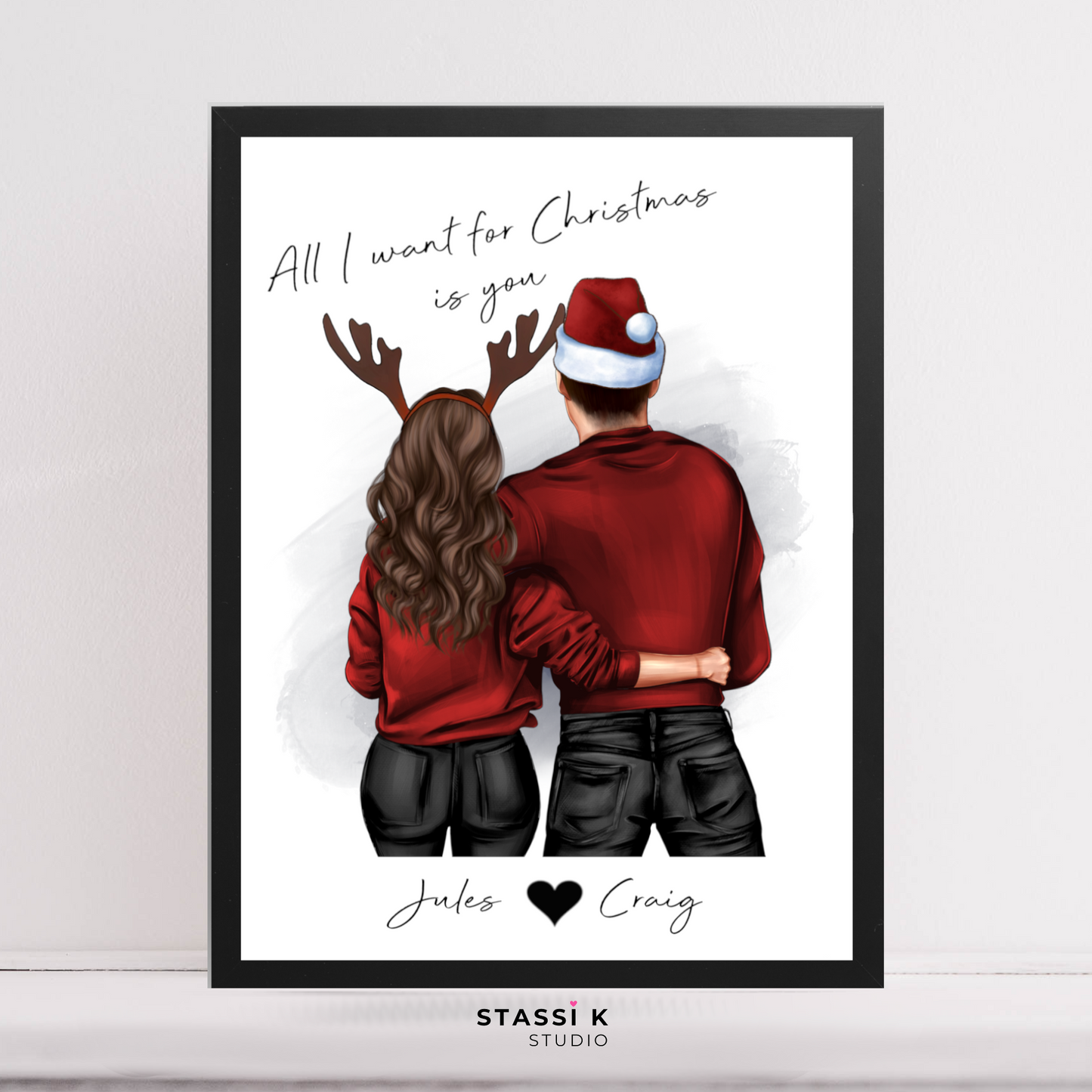 Christmas Couple Illustration Print