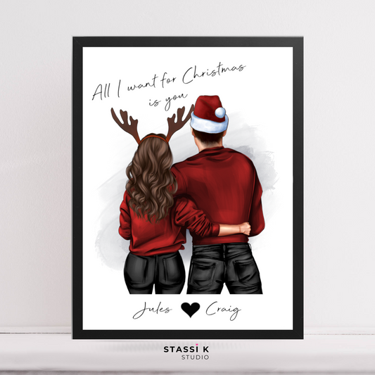 Christmas Couple Illustration Print