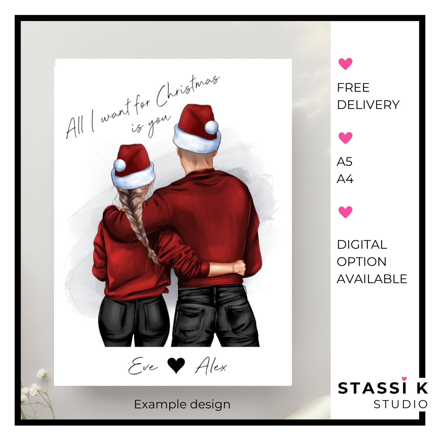 Christmas Couple Illustration Print