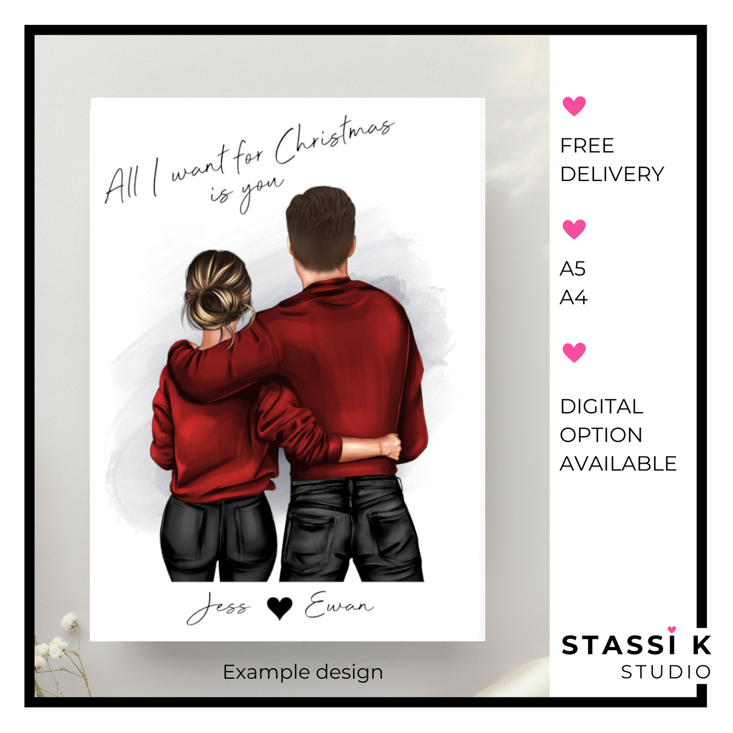 Christmas Couple Illustration Print