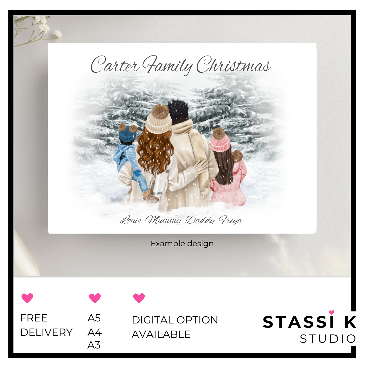 Family Christmas Illustration Print