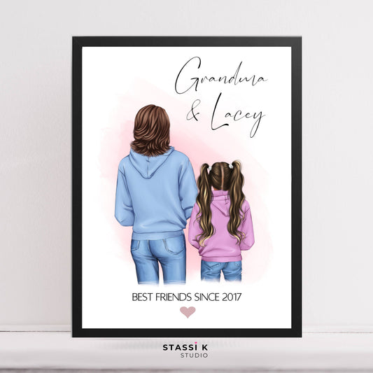 Personalised Grandmother and Grandchild Print