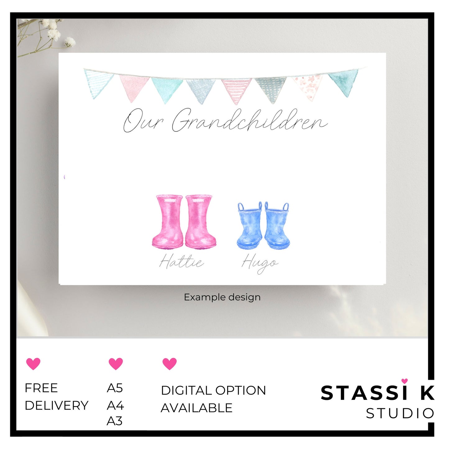 Personalised Grandchildren Welly Boot Print