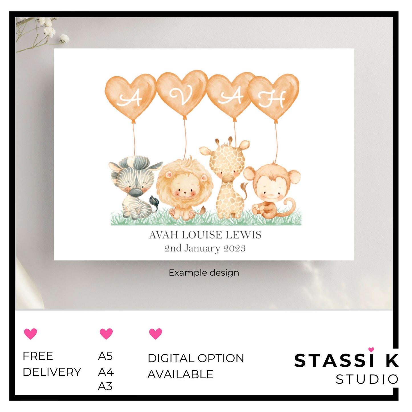 Baby name illustration gift