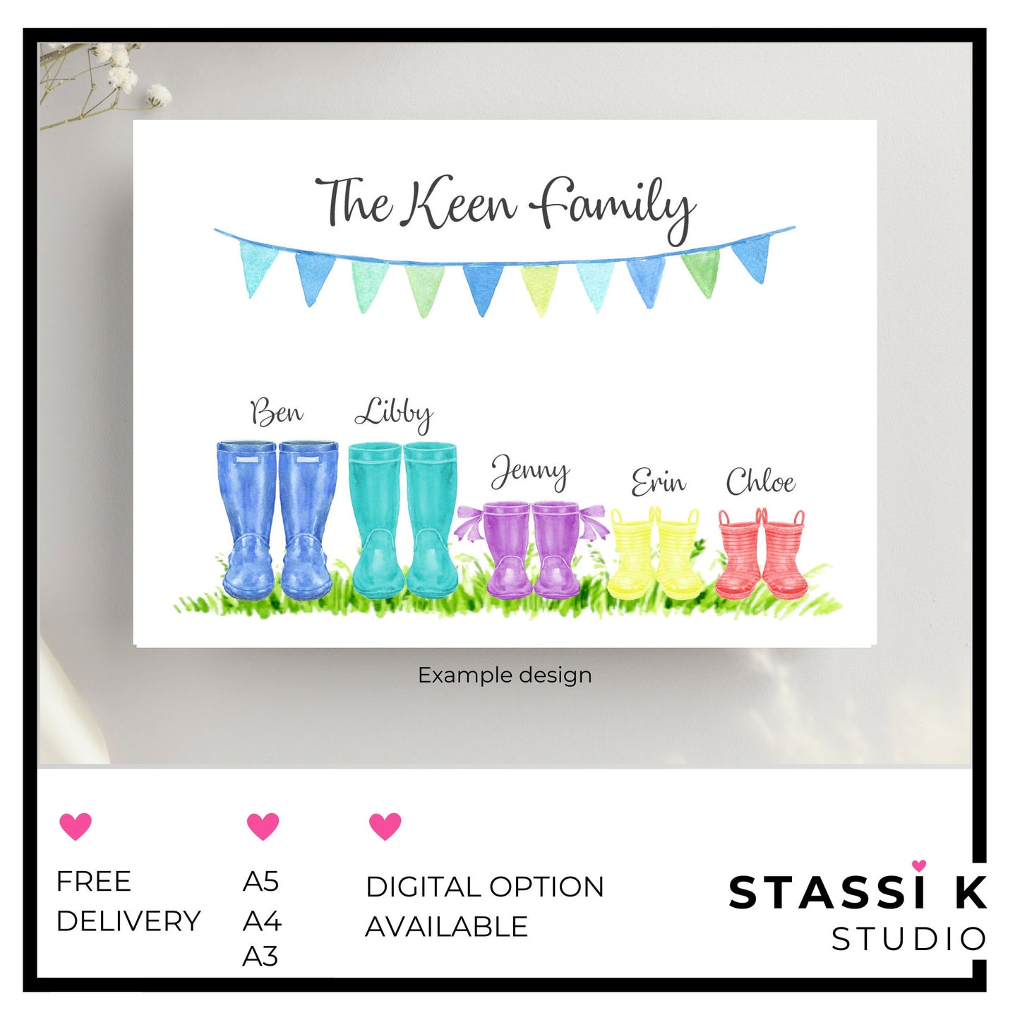 Personalised Family Welly Boot Print