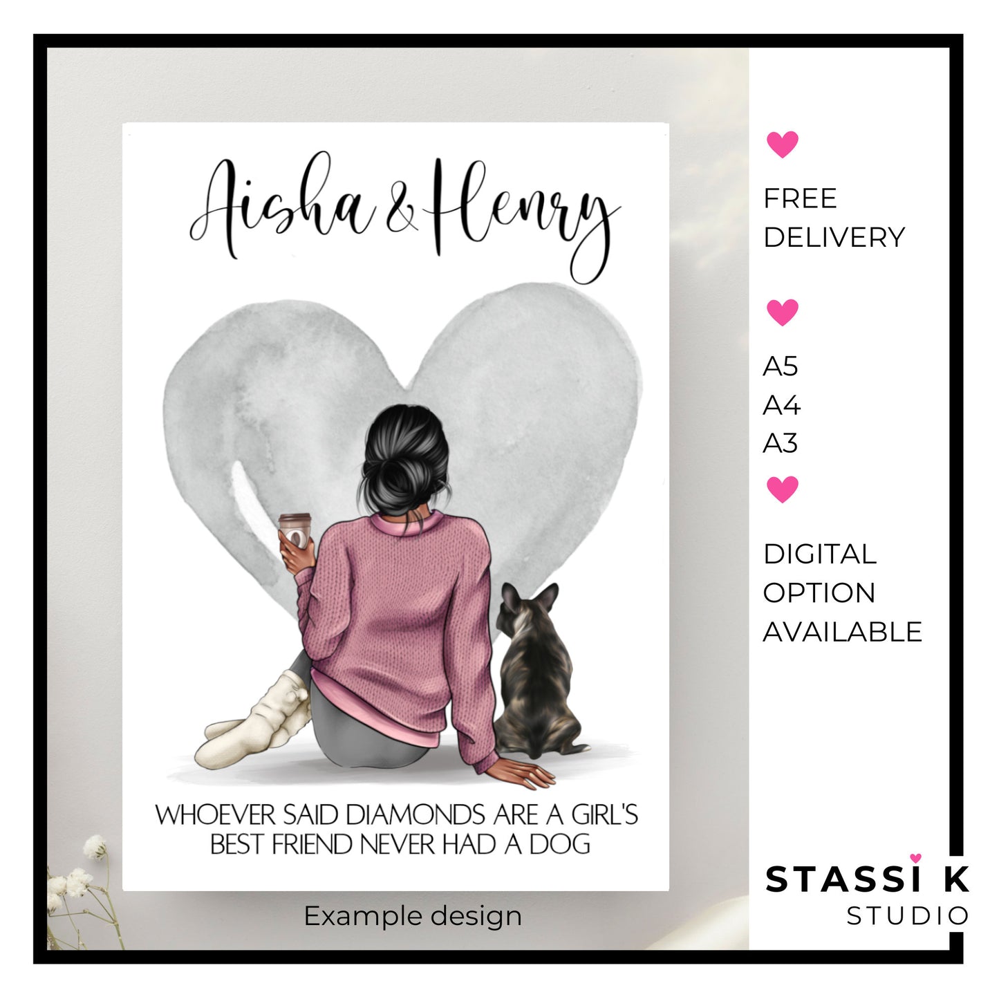 Personalised girl and her dog gift