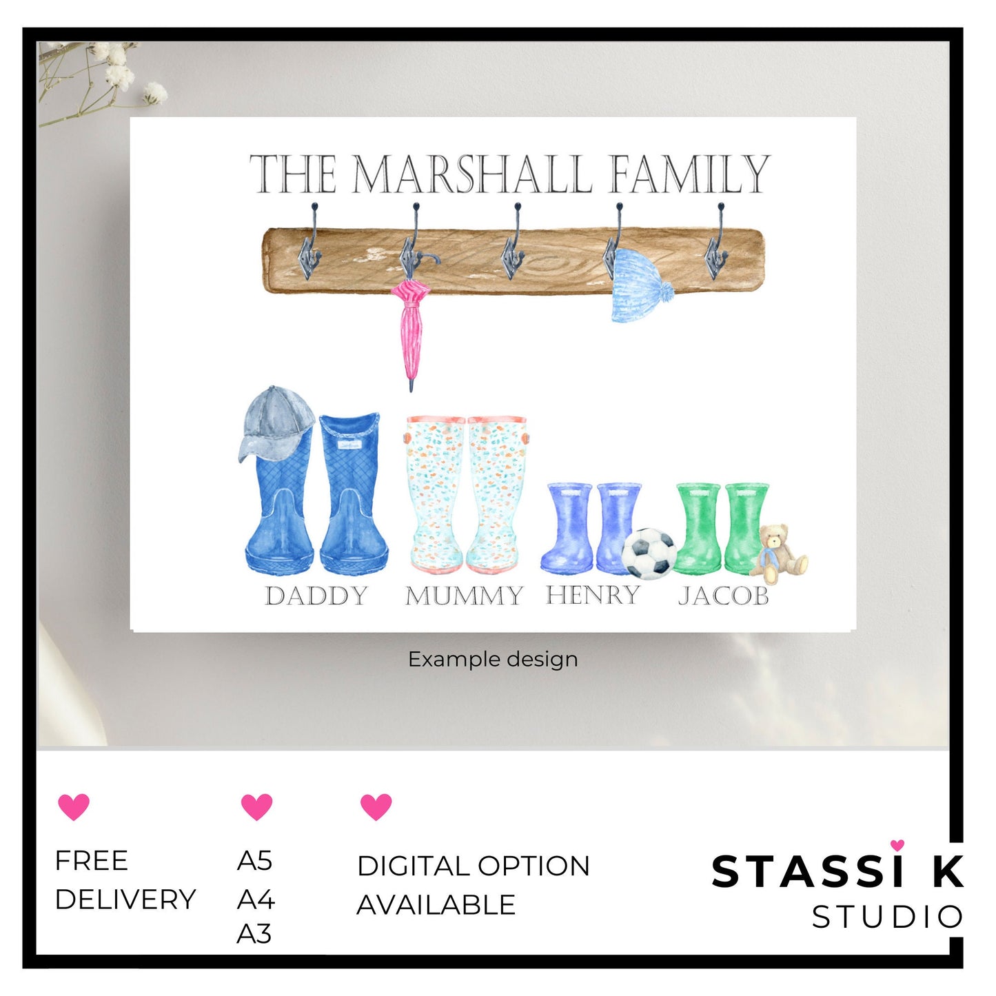 Personalised Family Welly Boot Print