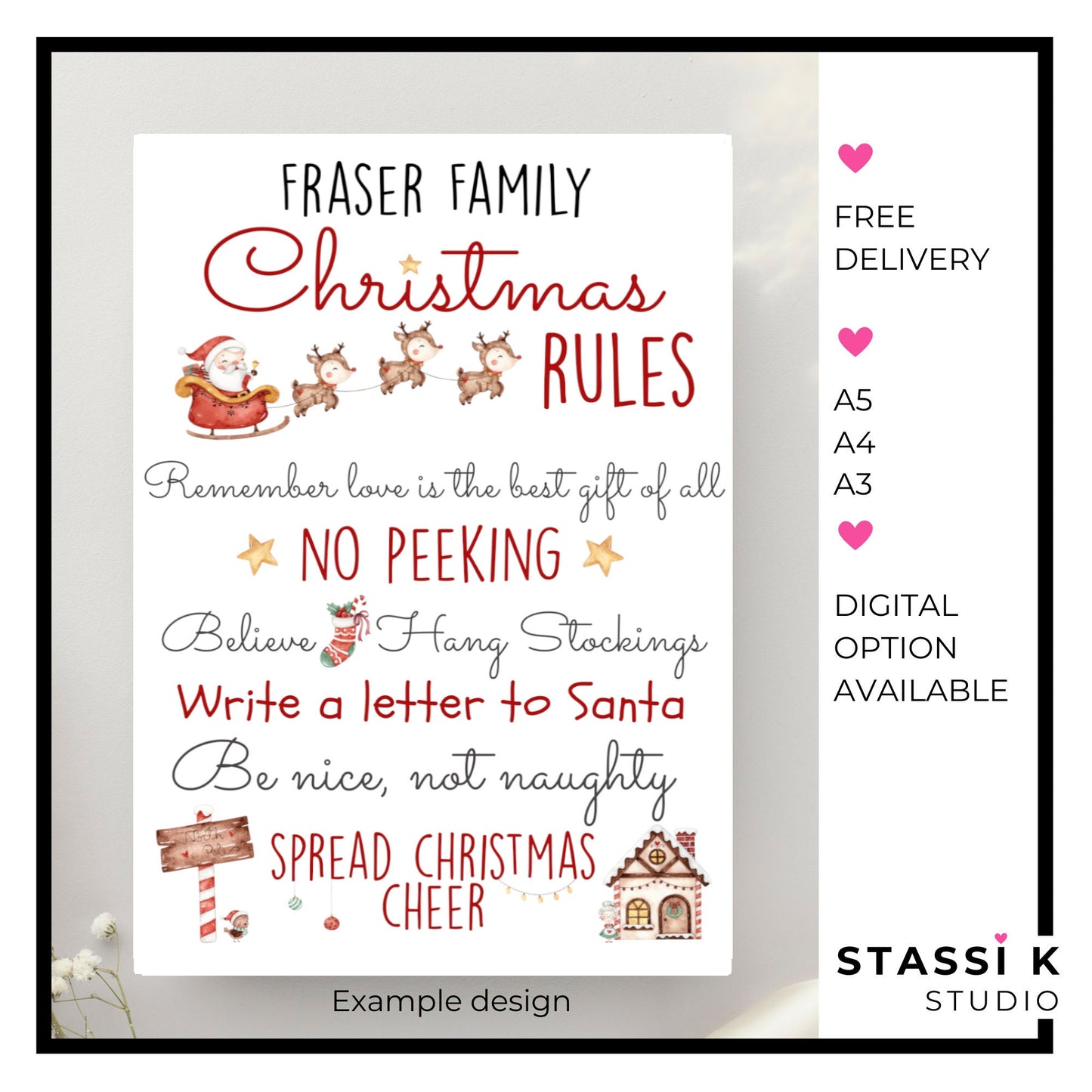 Personalised Christmas Family Rules Print
