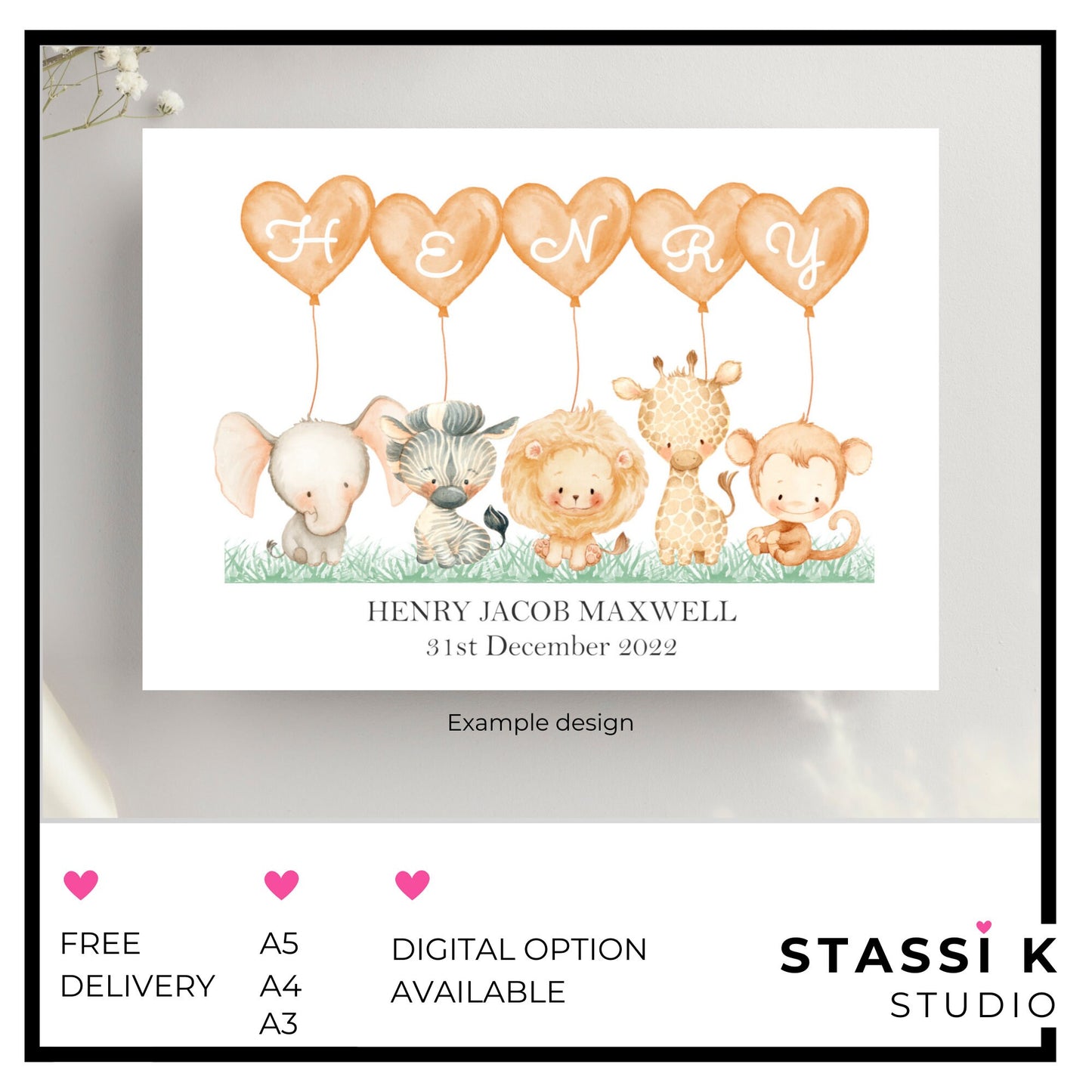 Baby name illustration gift