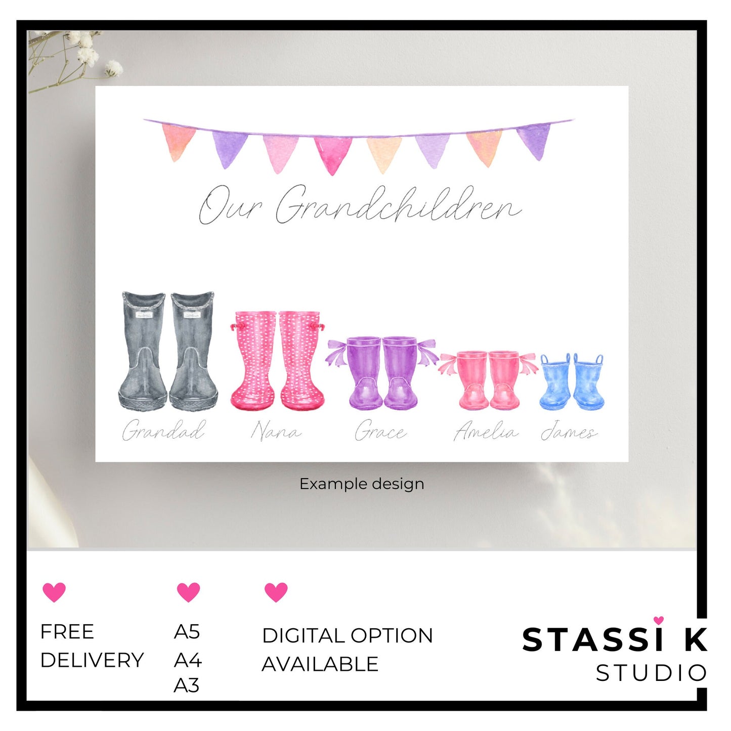 Personalised Grandchildren Welly Boot Print