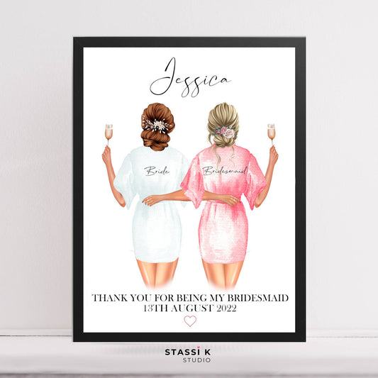 Gift for bridesmaid custom print