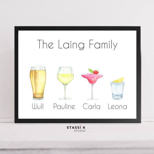 Personalised Favourite Drink Family Print