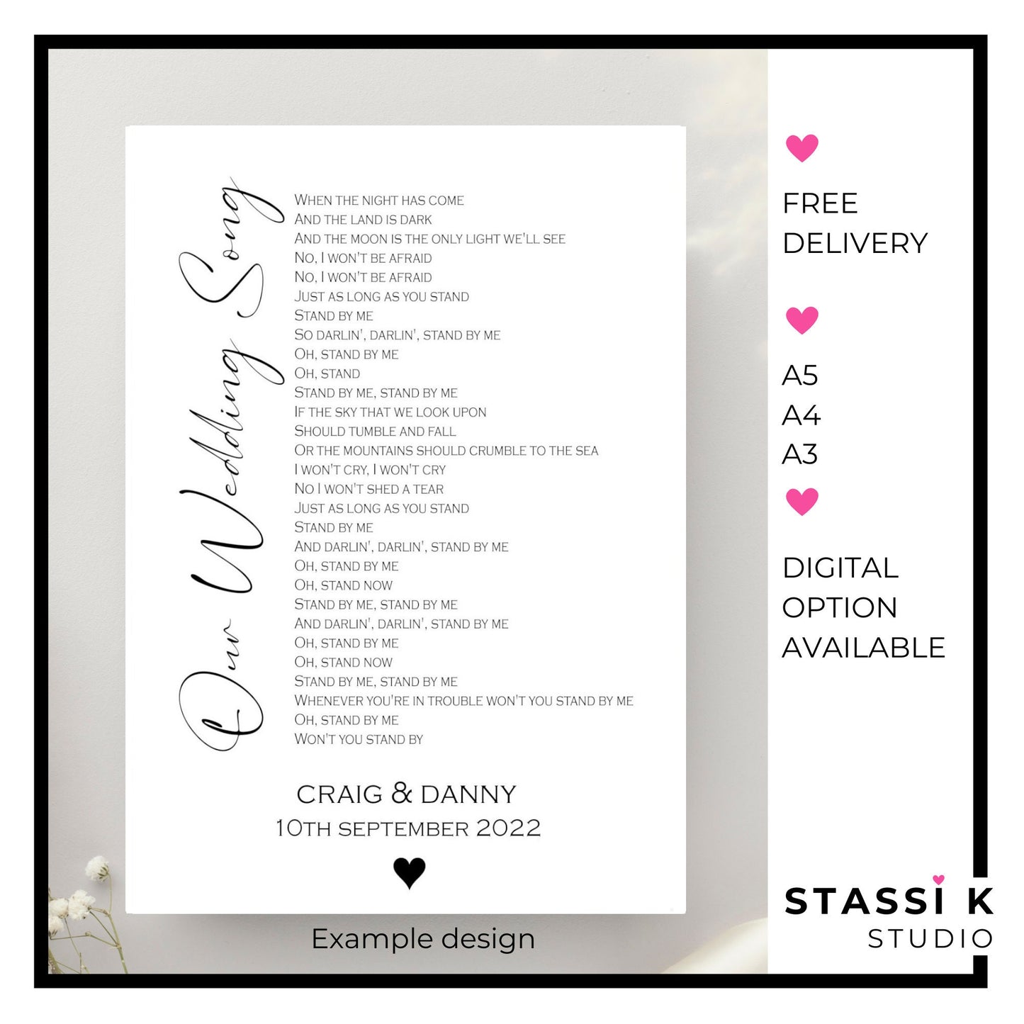 Wedding song lyric print