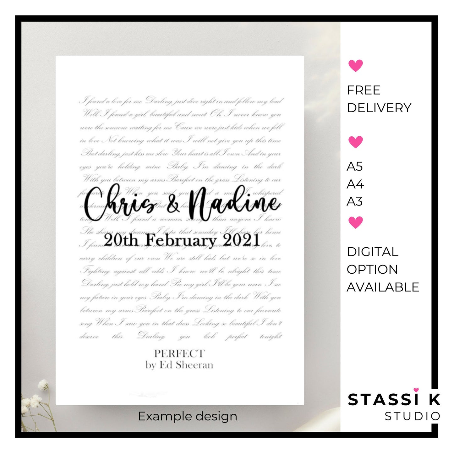 Personalised First Dance Lyrics Print