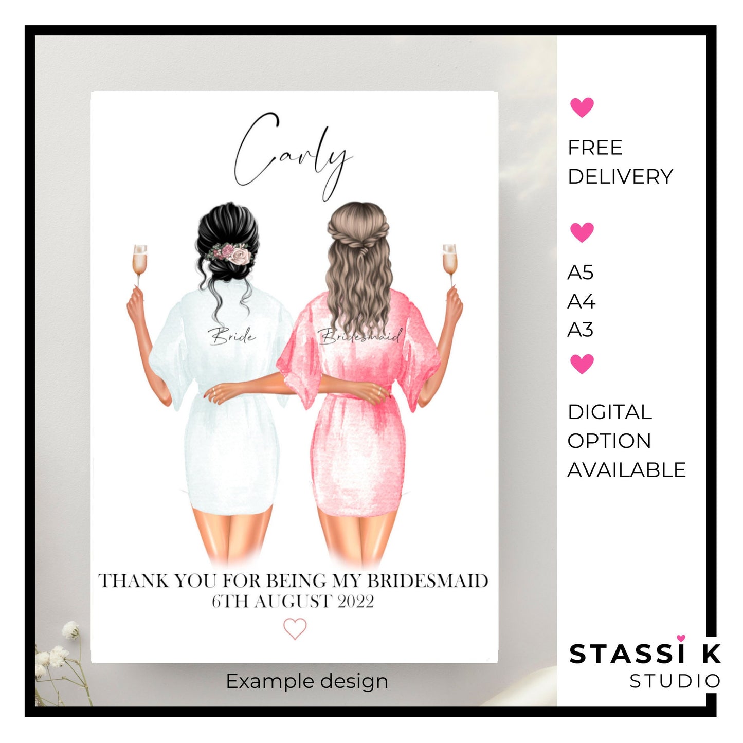 Gift for bridesmaid custom print