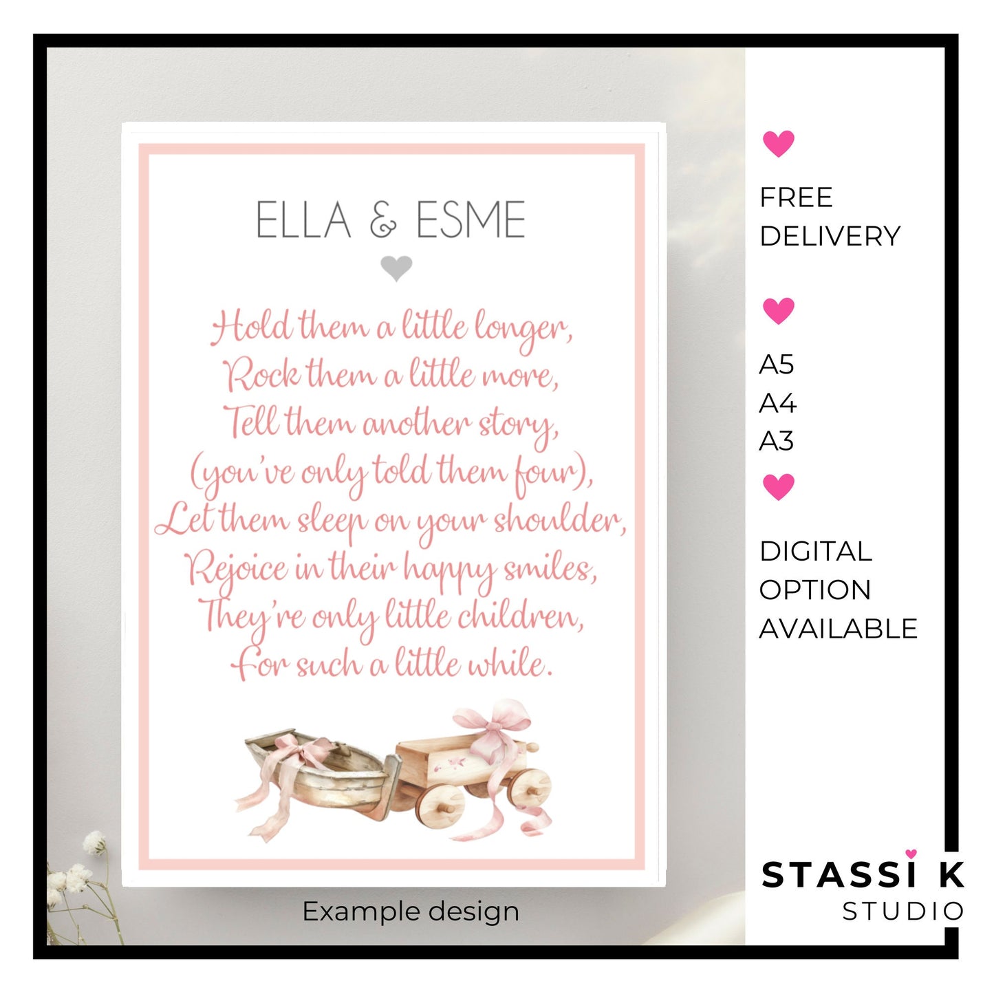'Hold Them A Little Longer' poem gift for twins