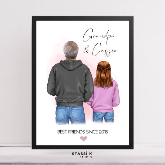 Personalised Grandfather and Grandchild Print